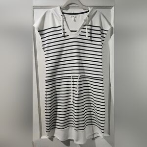 NWOT Maurices White and Navy Striped Hoodie Dress size:S